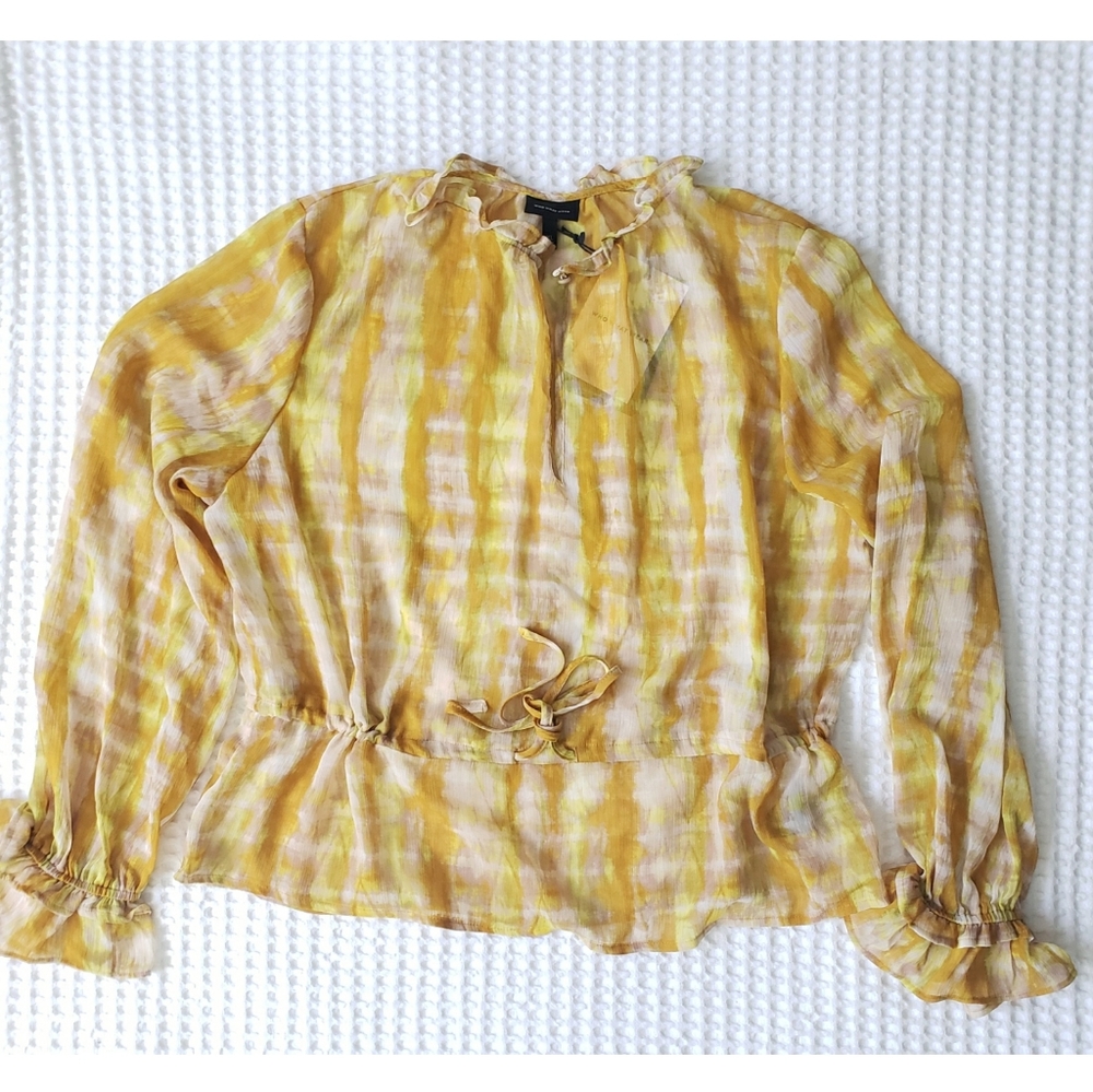 Who What Wear tie dye chiffon peplum blouse XL